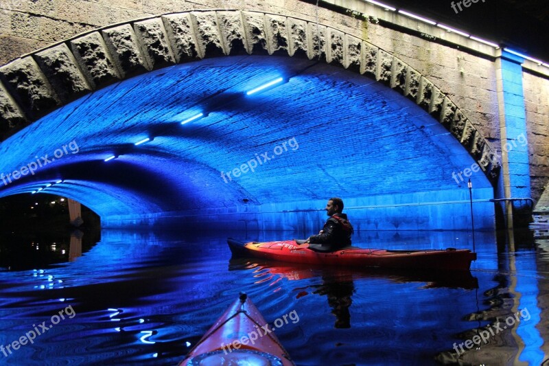 Kayak Night Riga Tunnel Free Photos