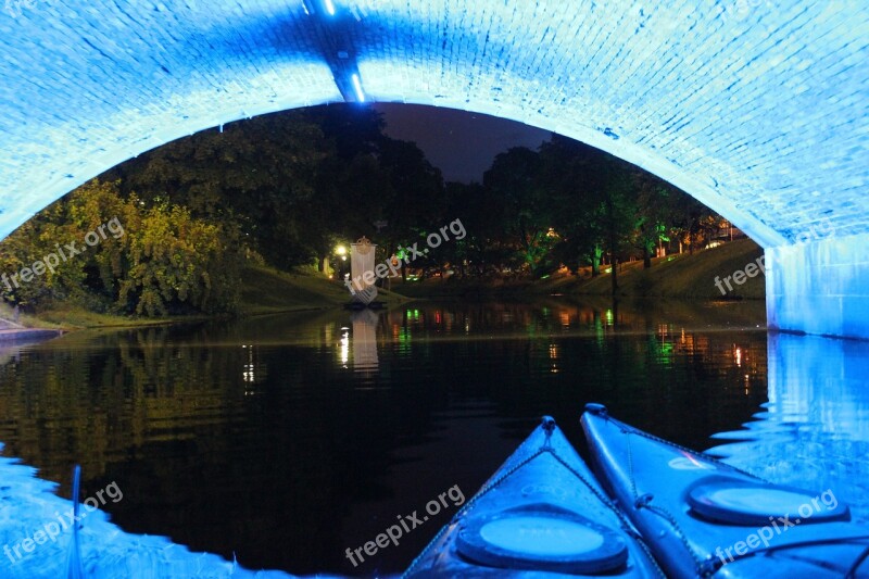 Kayak Night Riga Tunnel Free Photos