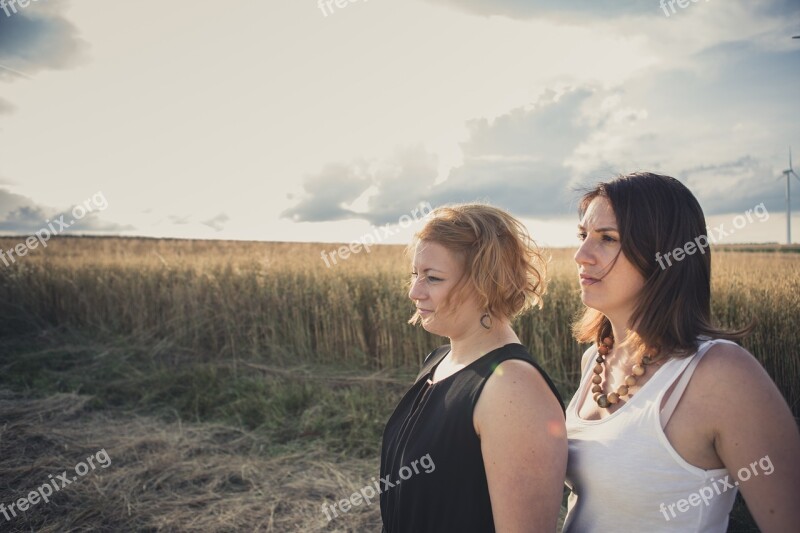 Girlfriends Friendship Cereals Field Sky