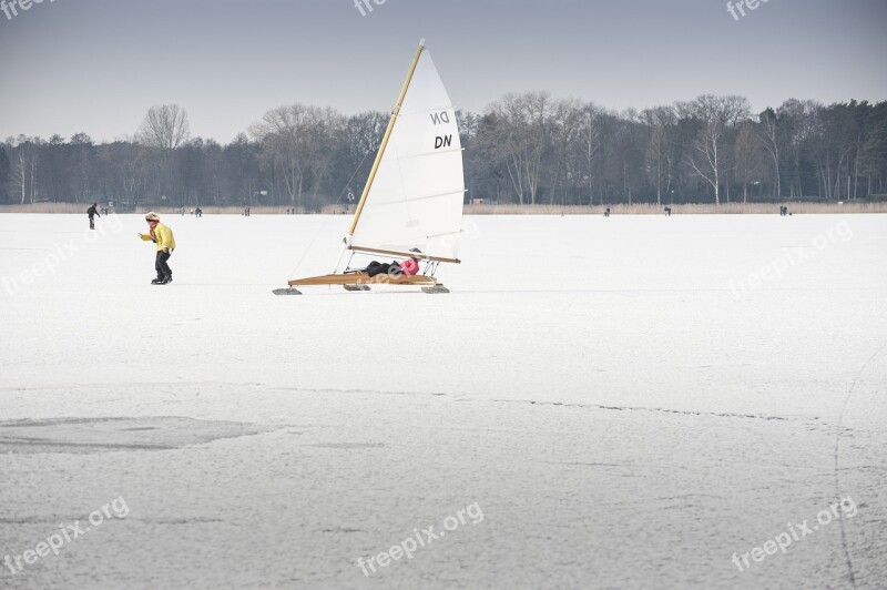 Ice Yachts Lake Frozen Skate Winter Snow