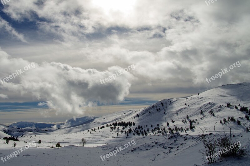 Campotosto L'aquila Snow Winter Landscape Abruzzo