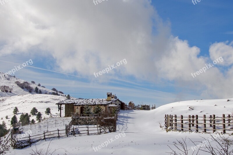 Campotosto L'aquila Snow Winter Landscape Abruzzo