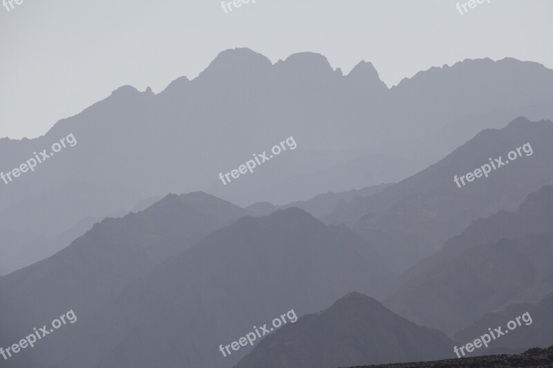 Mountains Panorama Black And White Light Shadow