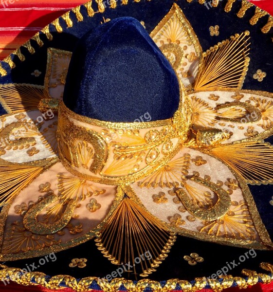 Sombrero Hat Mexican Mariachi Blue