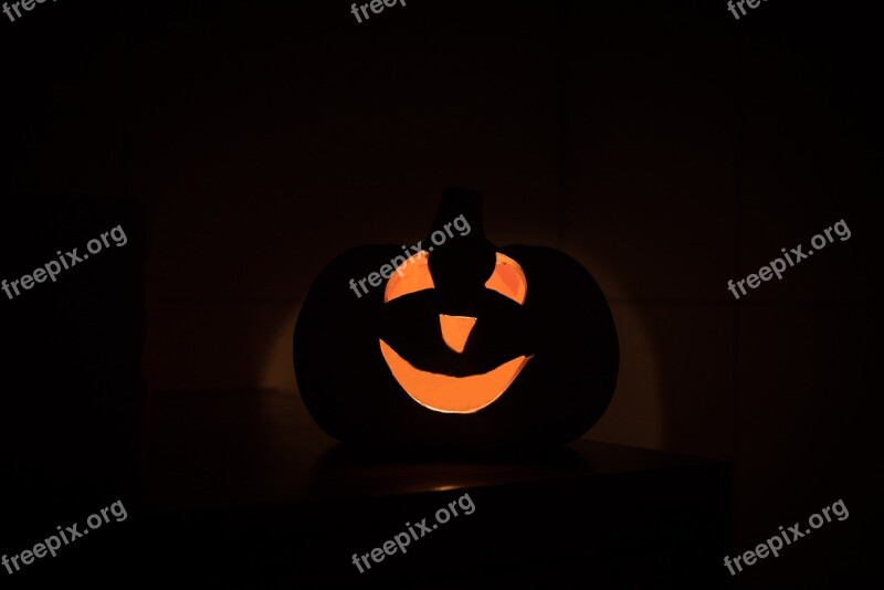 Pumpkin Halloween Dark Bright Glowing Pumpkin