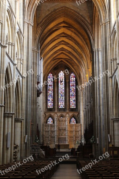 Cathedral Stained Glass Church Columns Catholicism