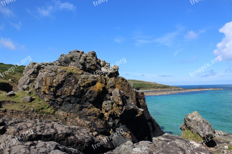 Rock Sea Blue Water Ocean