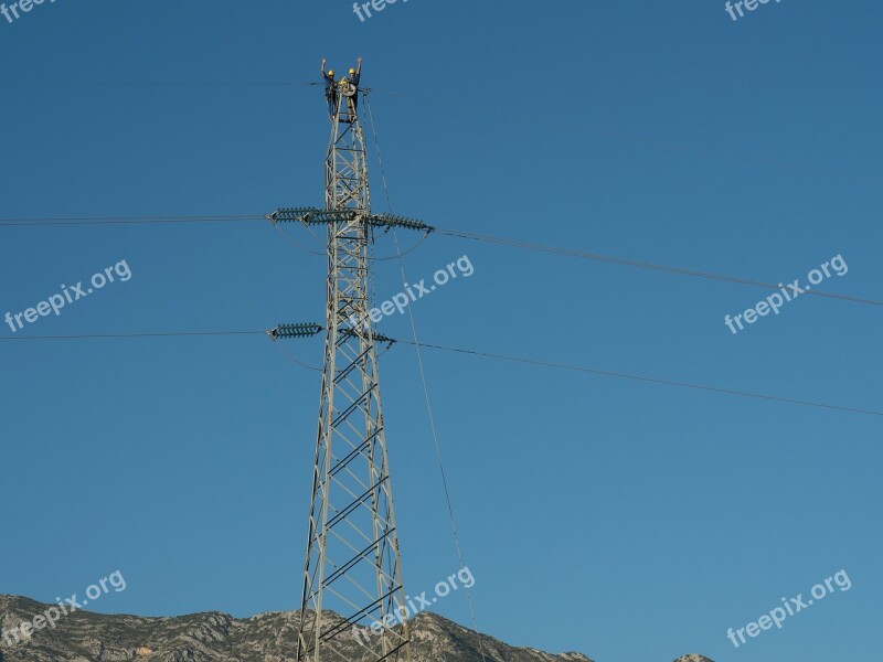 Electrical Tower Electricity Workers Electricians Greeting