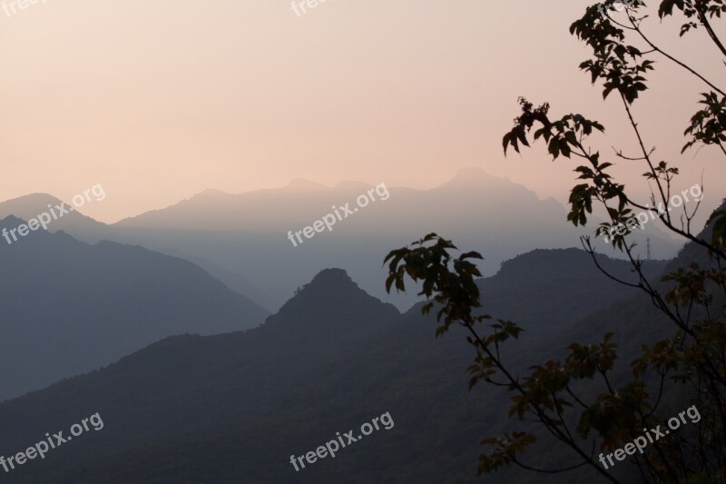 Sunrise Alpine Mountains Tree Haze