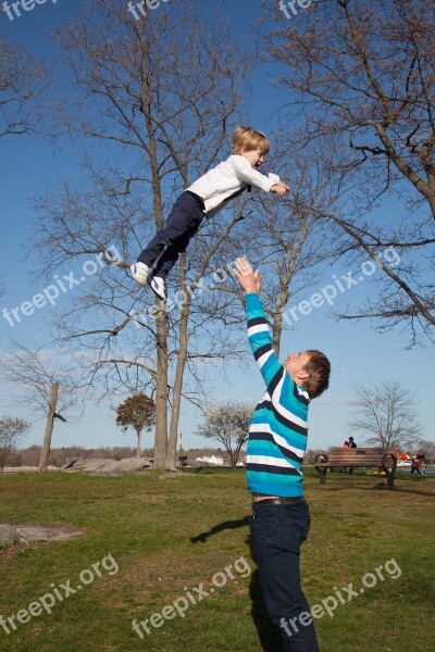 Happiness Dad Son In The Air Rough And Tumble