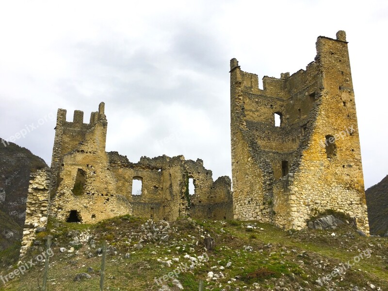 Castle Ruins Stones Miglos Ariege