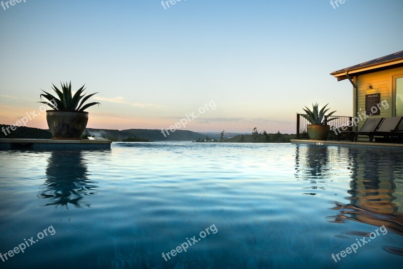 Swimming Pool Sunset Spa Resort Relaxing