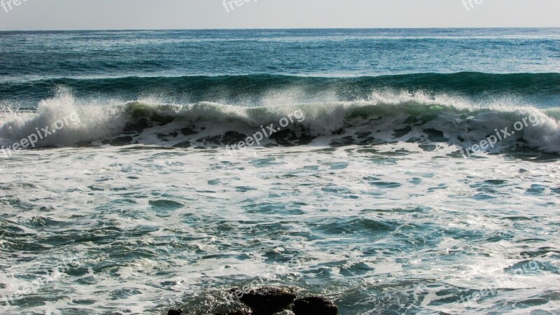 Wave Smashing Sea Beach Nature