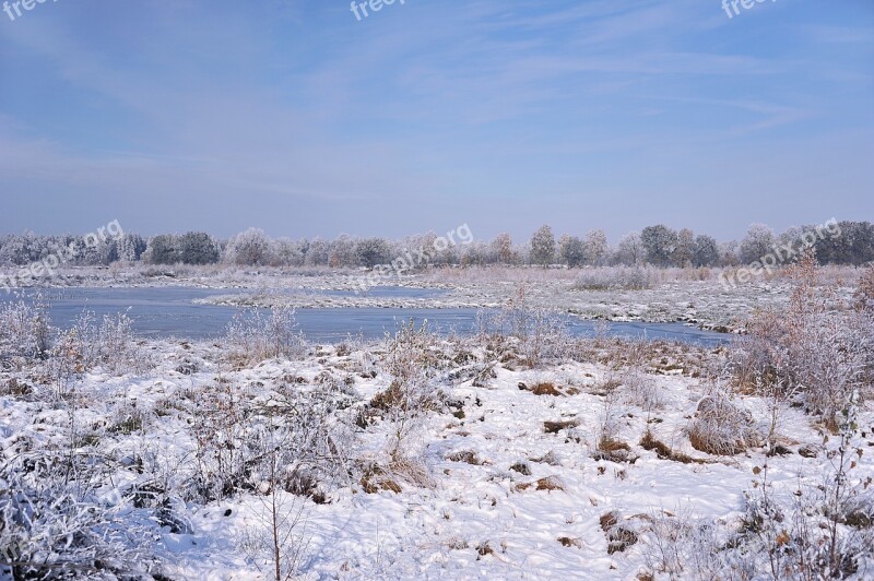 Landscape Peat Moor Snow Hoarfrost