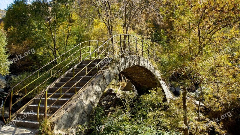 Bridge Stone Arch Round Metal