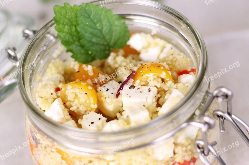 Couscous Salad Glass Cheese Vegetables