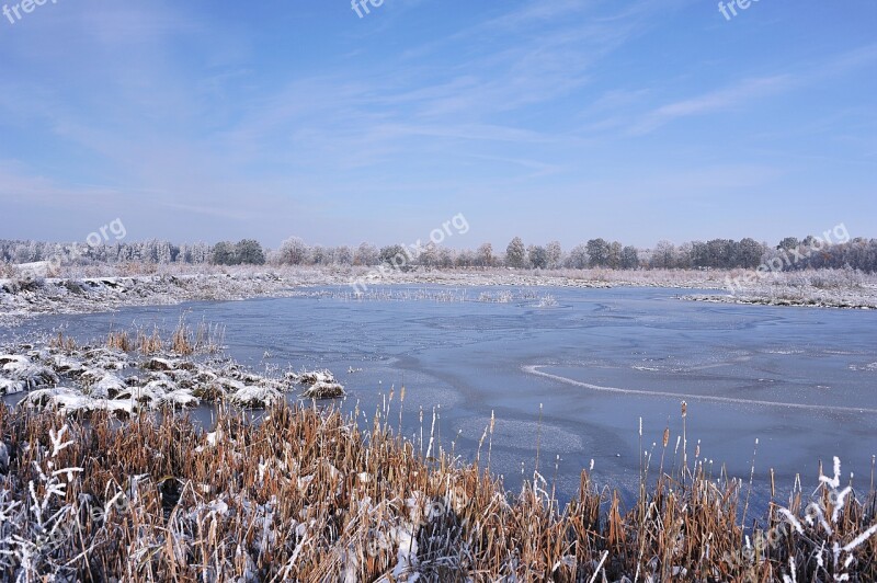 Landscape Peat Moor Snow Hoarfrost