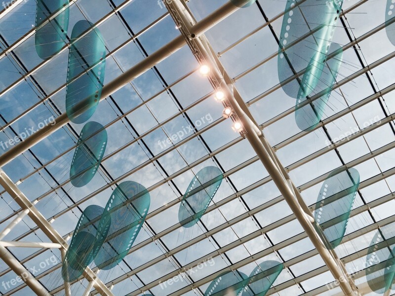 Airport Sculpture Sky Airplane Glass