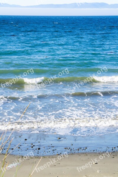 Waves Sand Cape Flattery Pacific Ocean Sea Grass