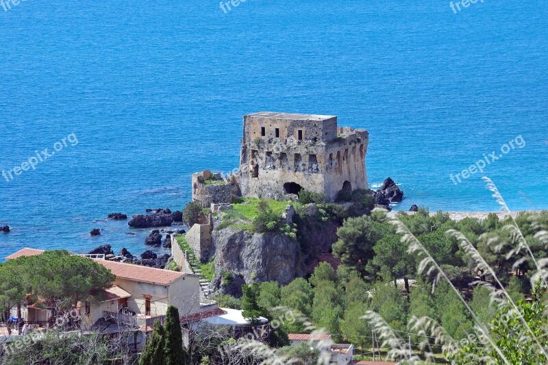 Praia A Mare Calabria Watchtower Ruins Castle