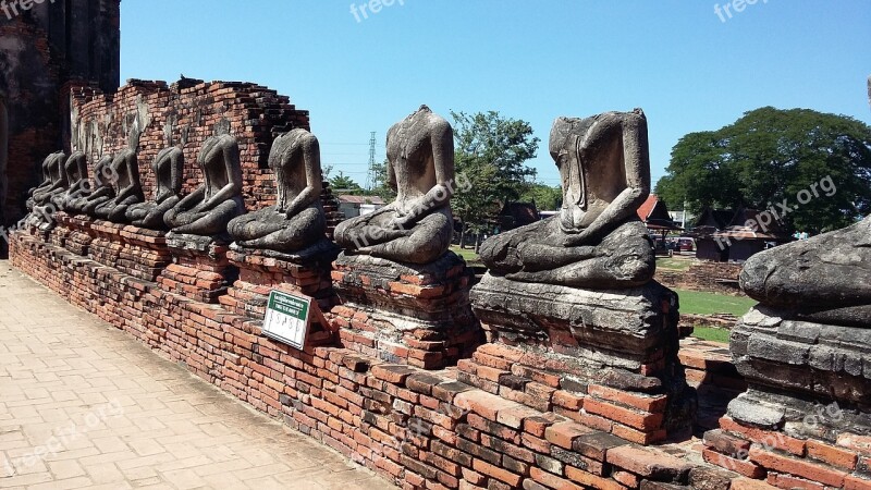 Ayutthaya Thailand Old City Statues Lotus Sitting