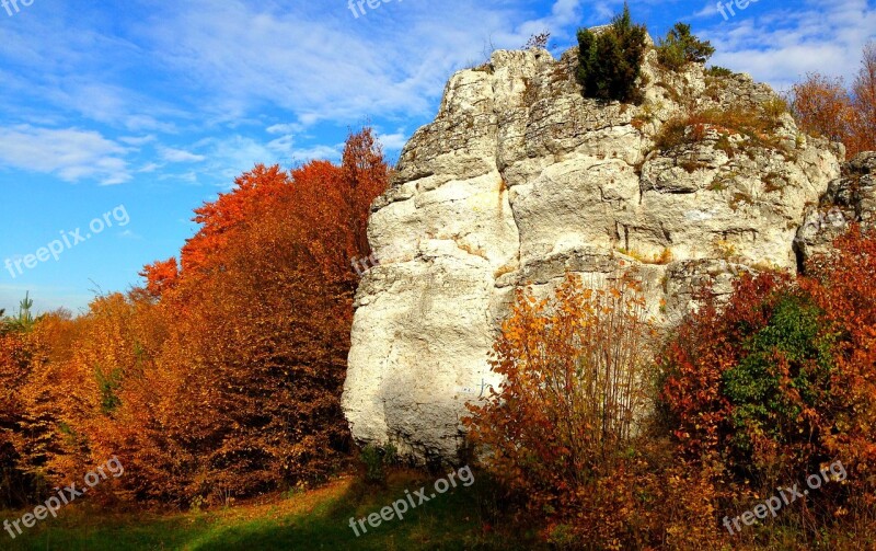 Rocks Autumn Landscape Poland Nature