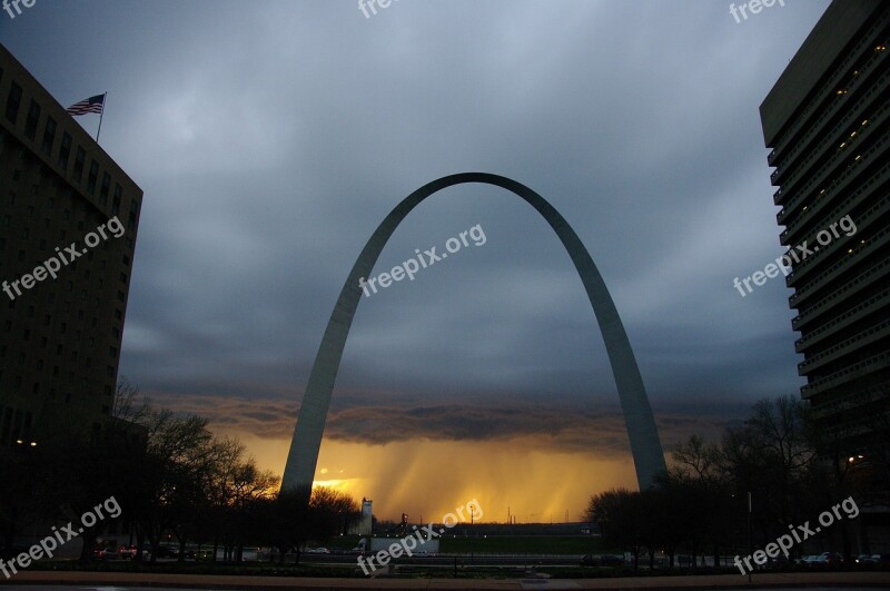 Gateway Arch Gateway To The West Clouds Sunlight Scenic