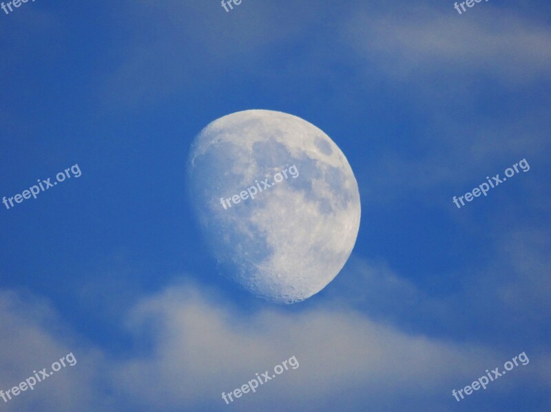 Moon Sky Cloud Astronomy Blue