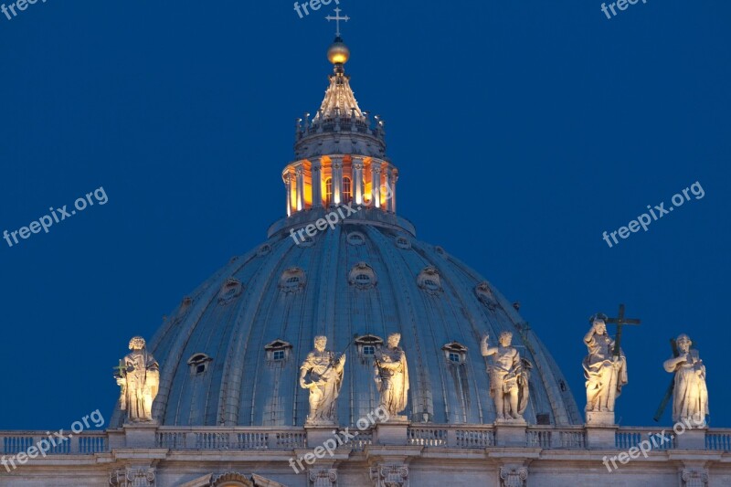 Rome Night St Peter's Basilica Church Architecture