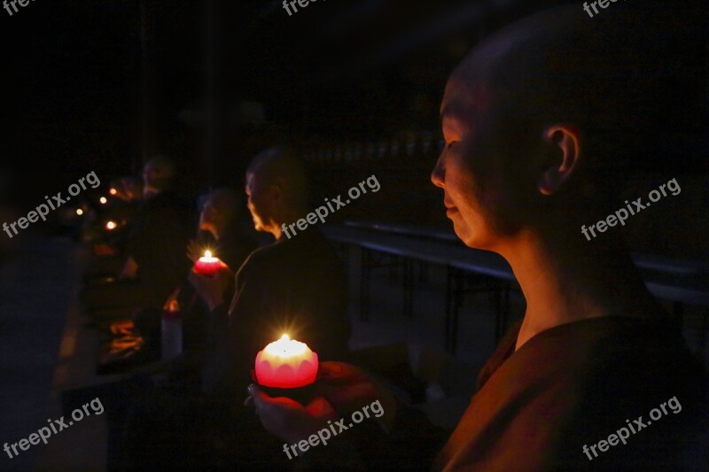 Nuns With Candles Making Wish Making Aspiration Theravada Buddhism Sayalay