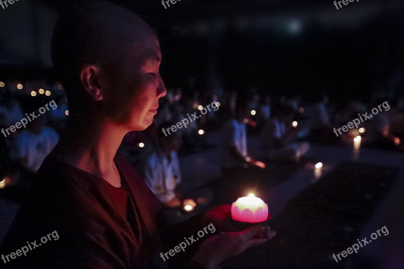 Nun With Candle Blessing With Candle Make Aspiration Making Wish Wish