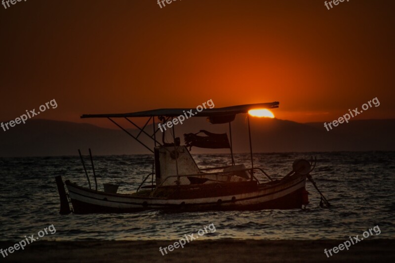 Beautiful Landscape Sunset Greece Summer Orange