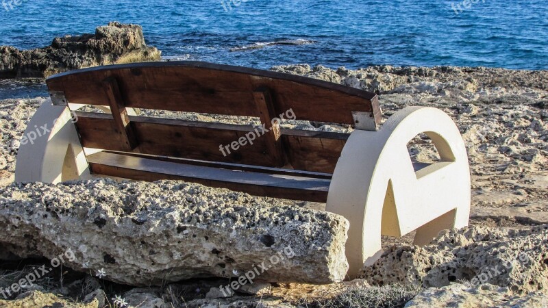 Cyprus Ayia Napa Bench Seascape Scenery