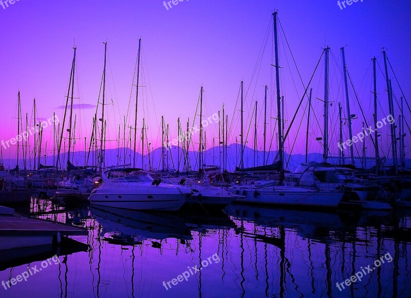 Yachts Water Sunrise Greece Sea Coast