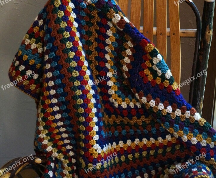 Colorful Crocheted Afghan Afghan Crochet Yarn Craft