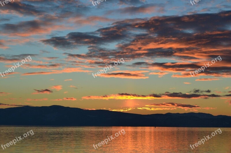 Sunset Golden Sunset Clouds Lake Sun