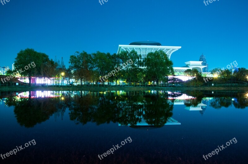 Night View Reflection The Water Beijing Free Photos