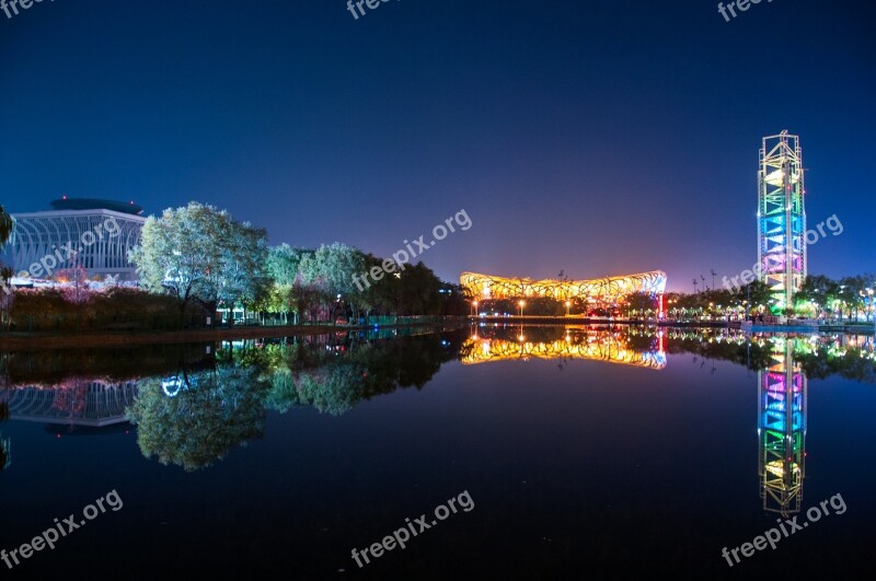 Nest Reflection The Water Beijing Free Photos