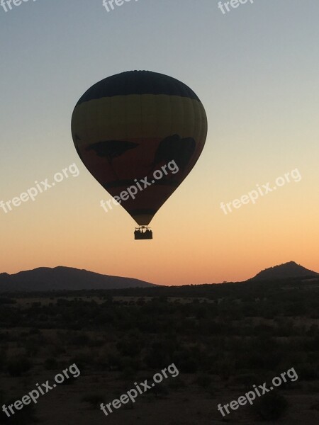 Hot Air Ballon Africa Sky Silhouette Sunset