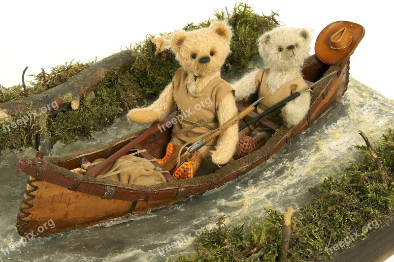 Dolls Bears In The Boat Papier Mache Folk Art Items Russia