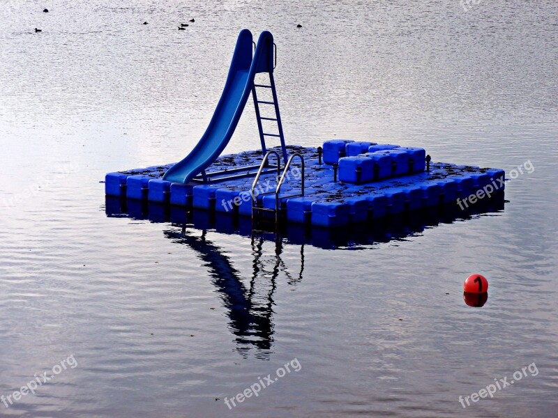 Stadtparksee Lake Play Pontoon Children Water Water Slide