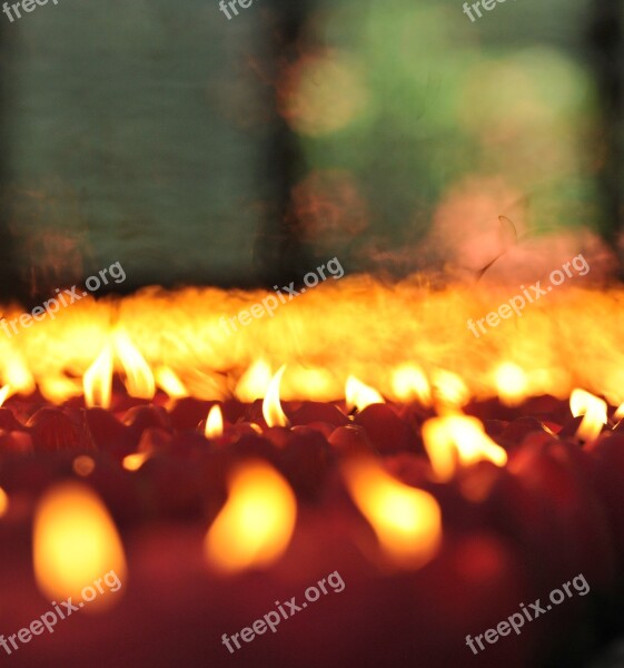 Flame Candles Flame Lighted Buddhists Lighting Candles