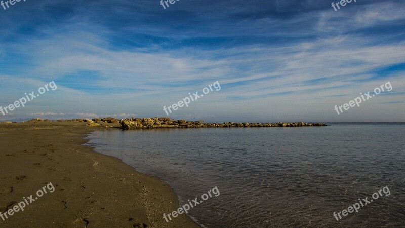 Beach Empty Sand Sky Clouds