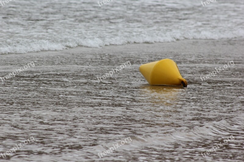 Buoy Sand Sea Beach Yellow