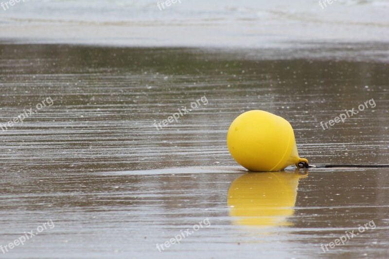 Buoy Sand Sea Beach Yellow