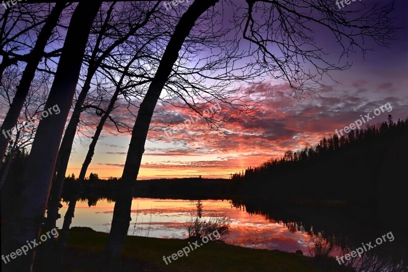 Sunset Landscape Nature Autumn Landscape Lake