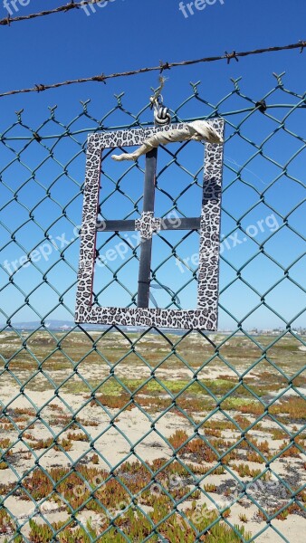 Leopard Print Shrine Art Frame Fence Beach