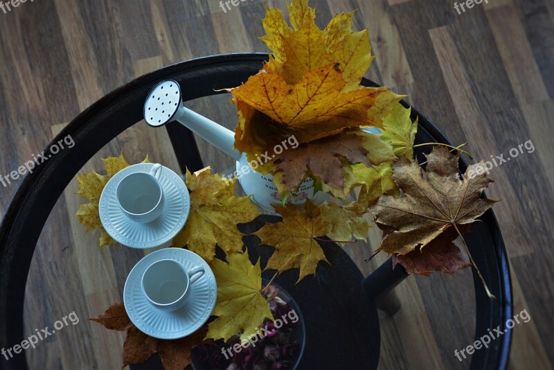 Autumn Mugs Leaves Colors Dining