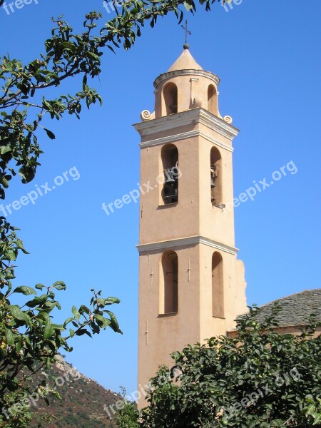 Church Campanile Corsican Santa Reparata Di Balagna Village