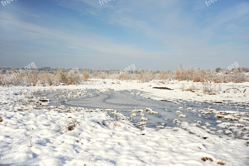 Landscape Peat Moor Snow Hoarfrost